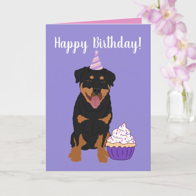 Tarjeta Cumpleaños de Rottweiler (Orquídea)
