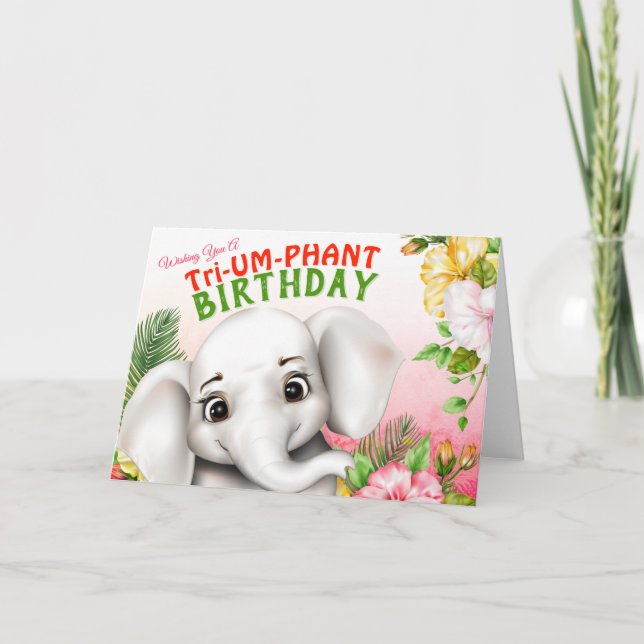 Tarjeta Cumpleaños de Safari de Elefantes (Anverso)