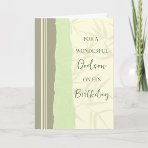 Tarjeta Cumpleaños de Sage Green y Beige Godson