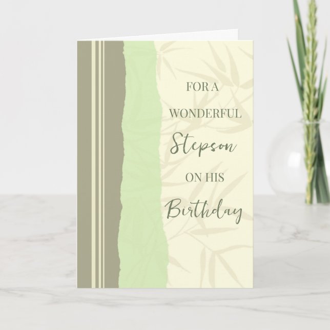 Tarjeta Cumpleaños de Sage Green y Beige Stepson (Anverso)
