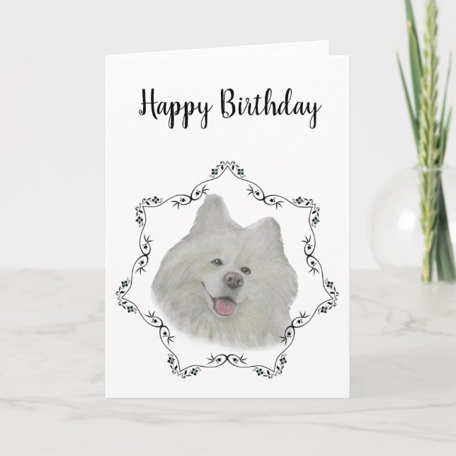 Tarjeta Cumpleaños de Samoyed (Anverso)