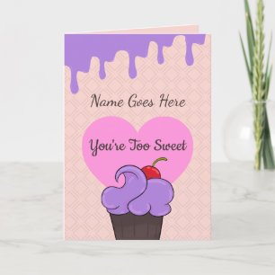 Tarjeta Cumpleaños de San Valentín Amor Corazones Cupcake 