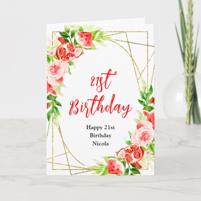 Tarjeta Cumpleaños de Sandía y Granada (Anverso)
