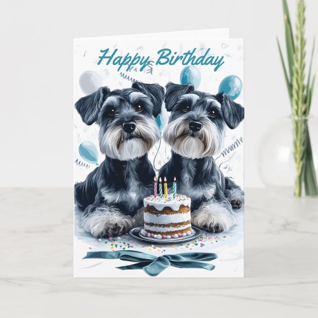 Tarjeta Cumpleaños de Schnauzers (Anverso)