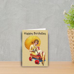 Tarjeta Cumpleaños de Señora Flapper de los Años 20 con Ca