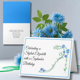 Tarjeta Cumpleaños de septiembre feliz personalizado aster