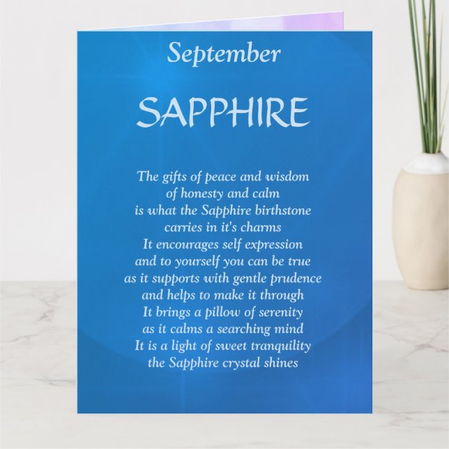 Tarjeta Cumpleaños de septiembre Sapphire Greet (Anverso)