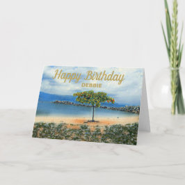 TARJETA CUMPLEAÑOS DE SERENE TROPICAL BEACH PERSONALIZADO