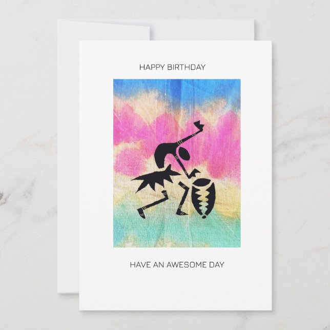 Tarjeta Cumpleaños de Silhouette African Drumming (Anverso)