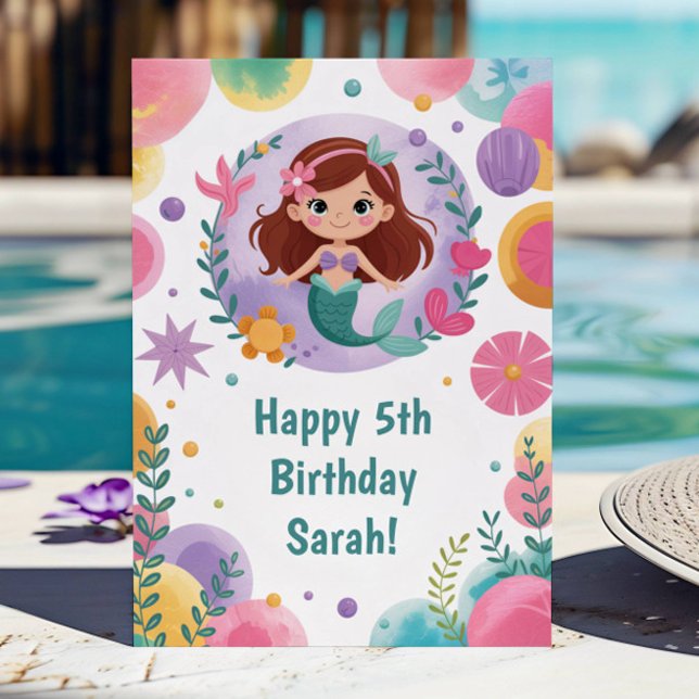 Tarjeta Cumpleaños de Sirena Morada Personalizado Lindo (Subido por el creador)