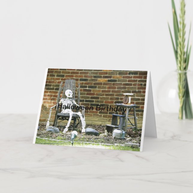 Tarjeta Cumpleaños de Skeleton Halloween (Anverso)