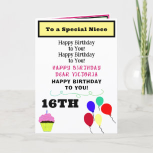 Tarjeta Cumpleaños de Sobrina Cupcake Rosa NAME Cualquier