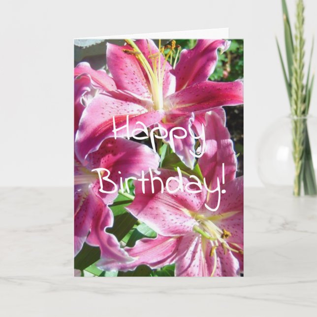 Tarjeta cumpleaños de stargazer lilies (Anverso)