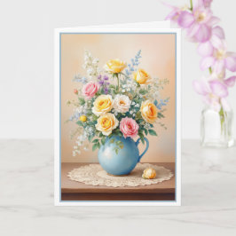 Tarjeta Cumpleaños de su Bouquet de Rosas y flores silvest