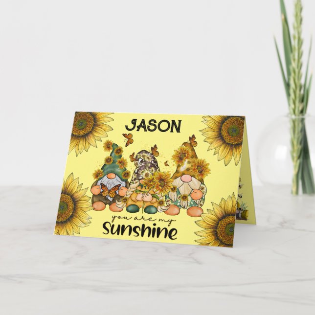 Tarjeta Cumpleaños de Sunflower Gnomes (Anverso)