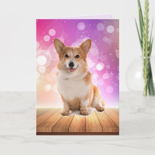 Tarjeta Cumpleaños de Super Cute Corgi (Anverso)
