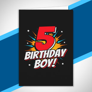 Tarjeta Cumpleaños de Superhéroe - 5 Años - 5to Cumpleaños