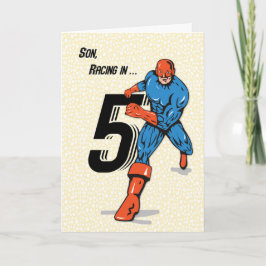 Tarjeta Cumpleaños de superhéroe de 5 años