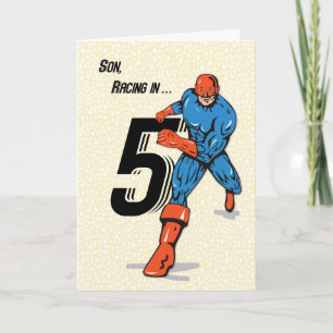 Tarjeta Cumpleaños de superhéroe de 5 años