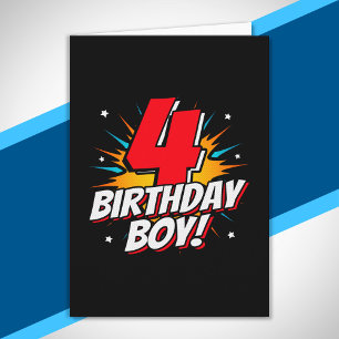 Tarjeta Cumpleaños de Superhéroe Niño - 4 Años - 4to Cumpl