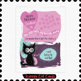 Tarjeta Cumpleaños de Sweetheart Gato Miedoso