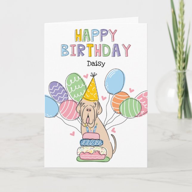 Tarjeta Cumpleaños de Tawny Neapolitan Mastiff (Anverso)