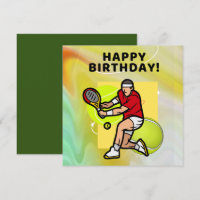 Cumpleaños de tenis con jugador de tenis con tarje