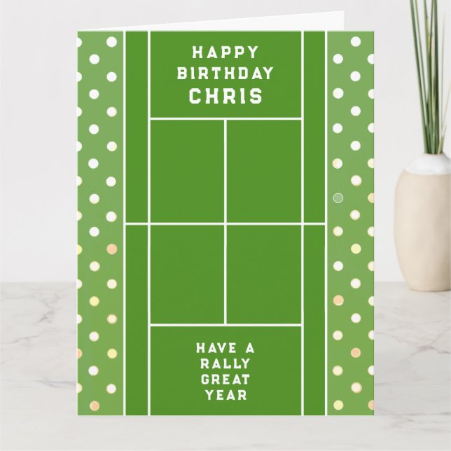 Tarjeta Cumpleaños de tenis personalizado (Anverso)