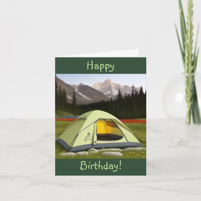 Tarjeta Cumpleaños de Tent Camping (Anverso)