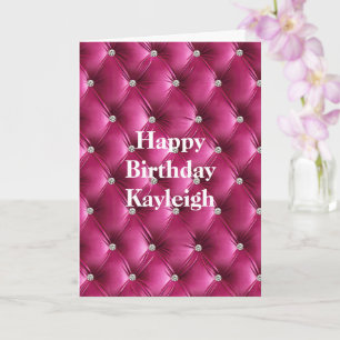 Tarjeta Cumpleaños de terciopelo falso rosa cálido