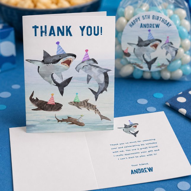 Tarjeta Cumpleaños de tiburón Fiesta de Piscina Personaliz (Subido por el creador)