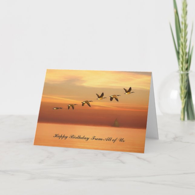 Tarjeta Cumpleaños, de todos, Canada Geese en vuelo (Anverso)