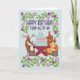 Tarjeta Cumpleaños de todos los animales del bosque