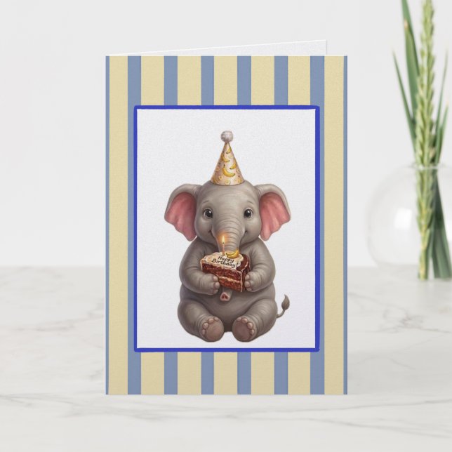 Tarjeta Cumpleaños de torta de chocolate de plátano de ele (Anverso)