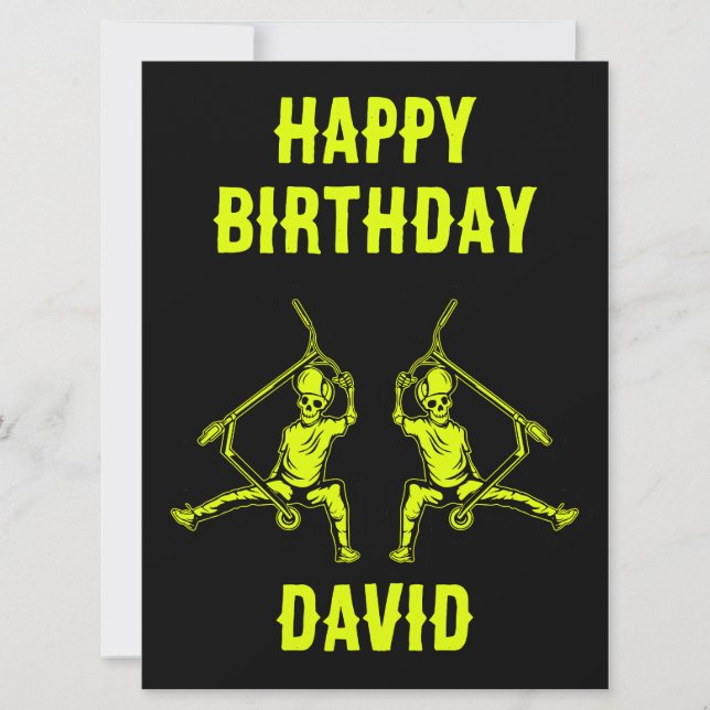 Tarjeta Cumpleaños de Trick Scooter Rider (Anverso)