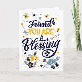 Tarjeta Cumpleaños de tu amigo eres una bendición botánica
