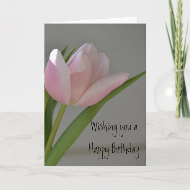 Tarjeta Cumpleaños de Tulip Rosado (Anverso)