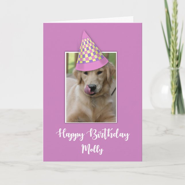 Tarjeta Cumpleaños de un Chica de Humor de Perro Gorra gra (Anverso)