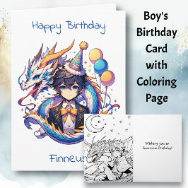 Tarjeta Cumpleaños de un chico con el tema de Anime Dragon