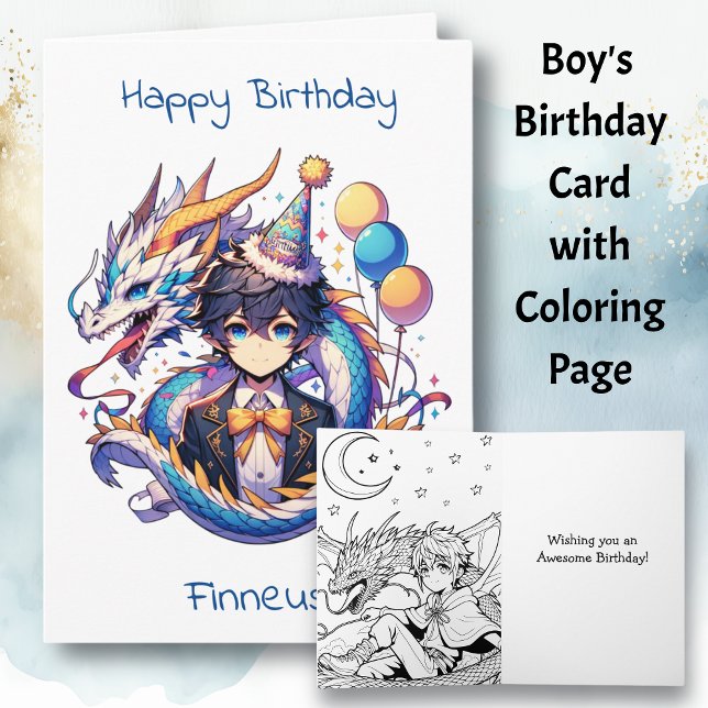 Tarjeta Cumpleaños de un chico con el tema de Anime Dragon (Subido por el creador)