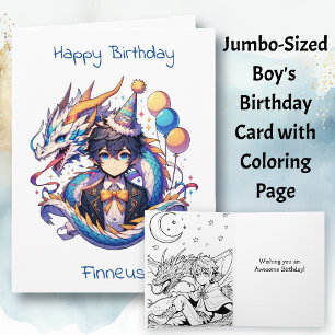 Tarjeta Cumpleaños de un chico grande del dragón anime   P