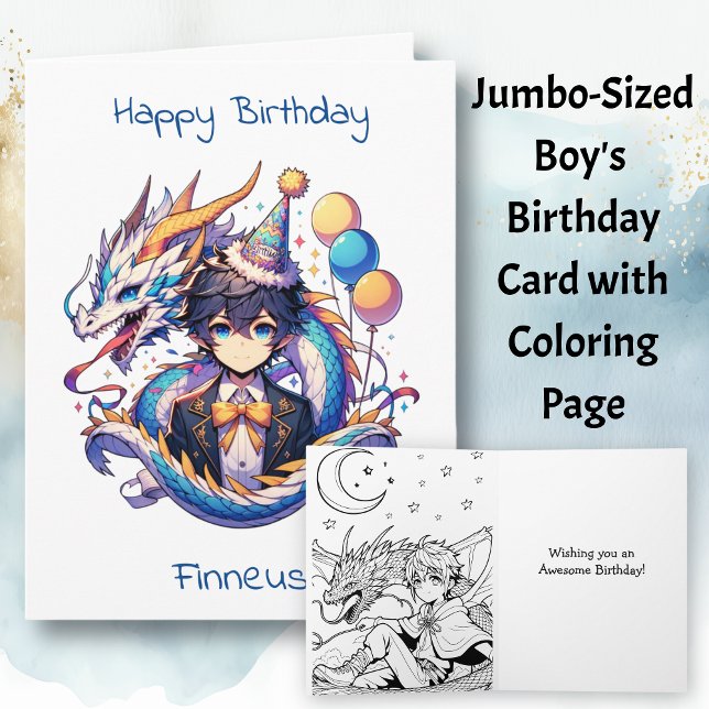 Tarjeta Cumpleaños de un chico grande del dragón anime | P (Subido por el creador)
