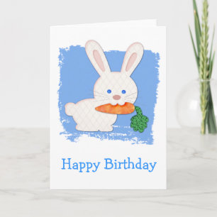 Tarjeta Cumpleaños de un Conejo Blanco Apretado por una za