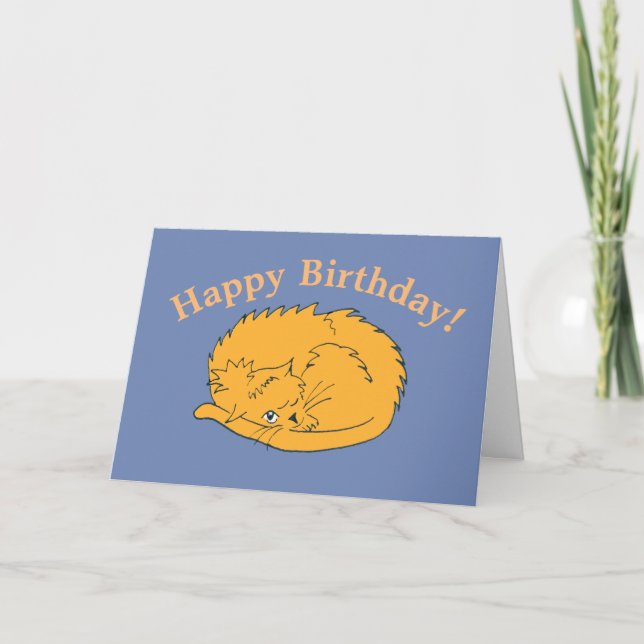 Tarjeta Cumpleaños de un gato durmiente (Anverso)