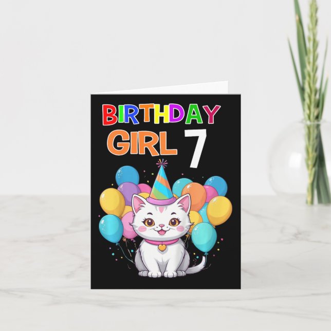 Tarjeta Cumpleaños de un Gato Infantil 7 Chicas de la Fies (Anverso)