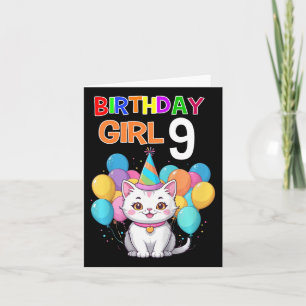 Tarjeta Cumpleaños de un Gato Infantil 9 Chicas de la Fies