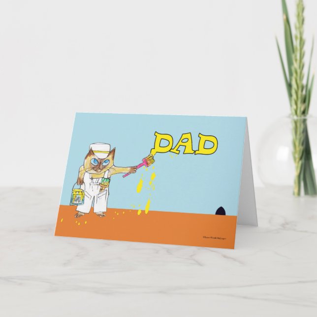 Tarjeta Cumpleaños de un gato pintado en la pared (Anverso)