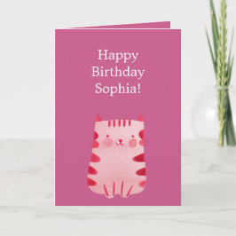 Tarjeta Cumpleaños de un gato rosado