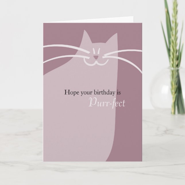 Tarjeta Cumpleaños de un gato rosado (Anverso)