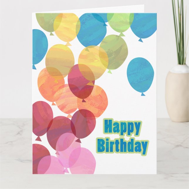 Tarjeta Cumpleaños de un globo colorido (Anverso)